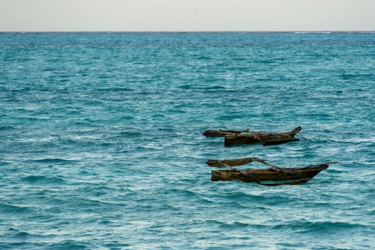 Traditional boats off the coast of Jambiani, Zanzibar