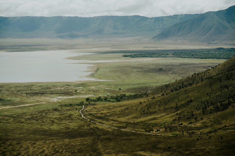 View across the Ngorongoro Crater floor and lake
