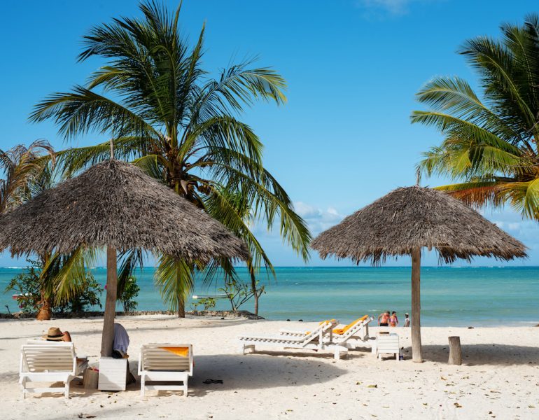 Private-beach-area-with-sunloungers-at-Fun-Beach-Hotel-Zanzibar